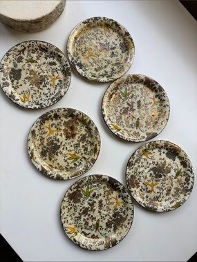 Vintage JapaneseDecorative Floral Bird Ceramic Wall Plates 6 set